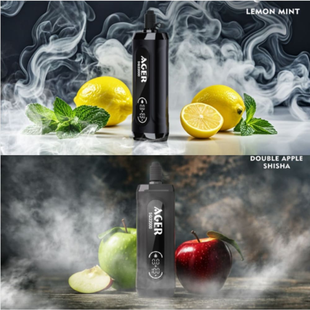 AGER سحبة سيجارة اجير شيشة 22000 شفطة 6 نيكوتين عدة نكهات استخدام مره واحد