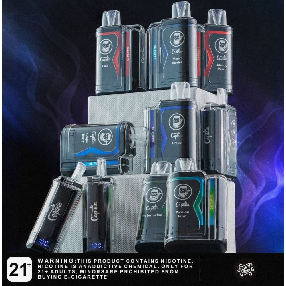 CAPTIN GOLD سحبة سيجارة كابتن قولد 9000 شفطة 20 نيكوتين عدة نكهات استخدام مره واحده
