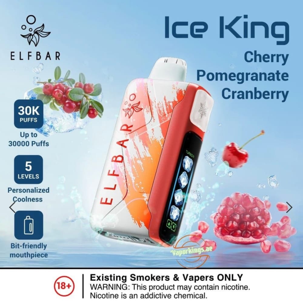 ELFBAR ICE KING سحبة سيجارة الفبار ايس كينق 30000 شفطة 50 نيكوتين عدة نكهات استخدام مره واحده