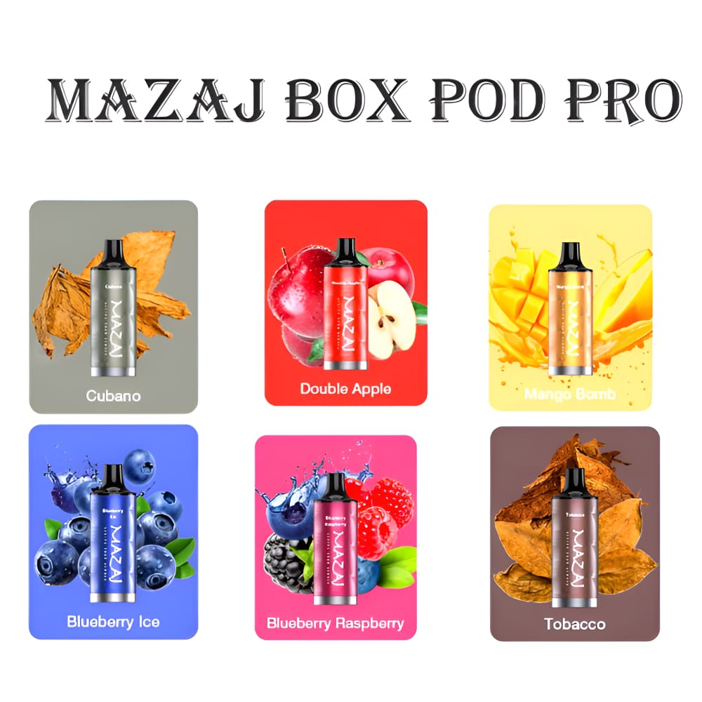حبة واحدة استخدام بود مزاج بوكس برو 20 نيكوتين 6000 شفطة ( بدون جهاز ) MAZAJ BOX POD PRO