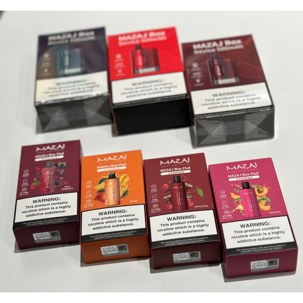جهاز استخدام سحبة سيجارة مزاج بوكس مع 2 بودات 20 نيكوتين 6000 شفطة MAZAJ BOX