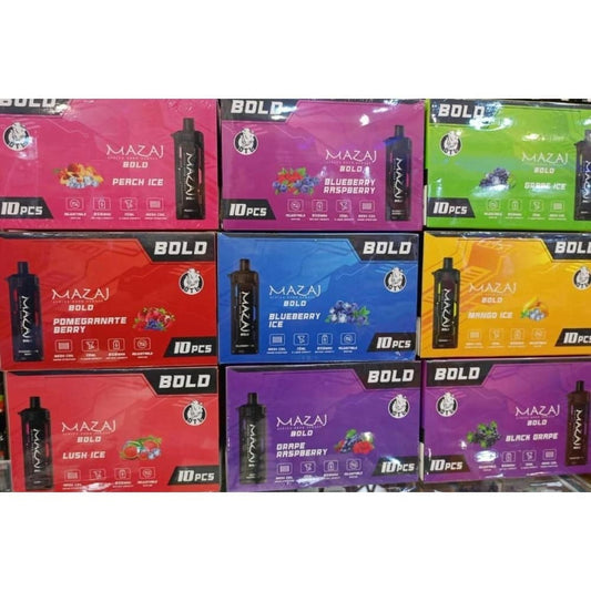 جهاز فيب شيشة مزاج بولد 8000 شفطة 10 نيكوتين عدة نكهات استخدام مره واحده MAZAJ BOLD