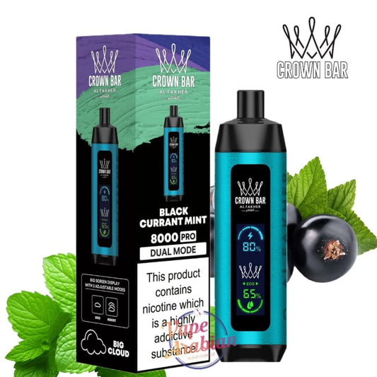 جهاز فيب شيشة كراون بار برو دول مود 8000 شفطة 5 نيكوتين عدة نكهات استخدام مره واحده من الفاخر