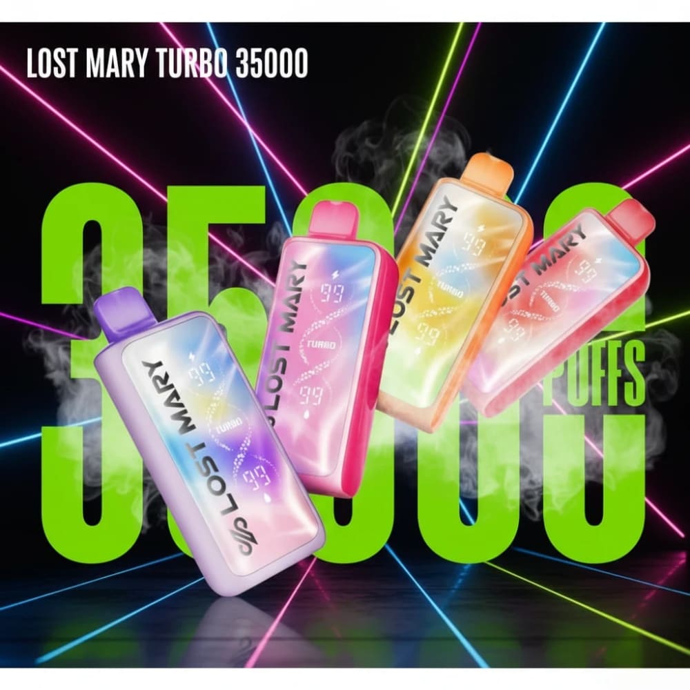 LOST MARY TURBO سحبة سيجارة لوست ماري تيربو 35000 شفطة 50 نيكوتين عدة نكهات استخدام مره واحده