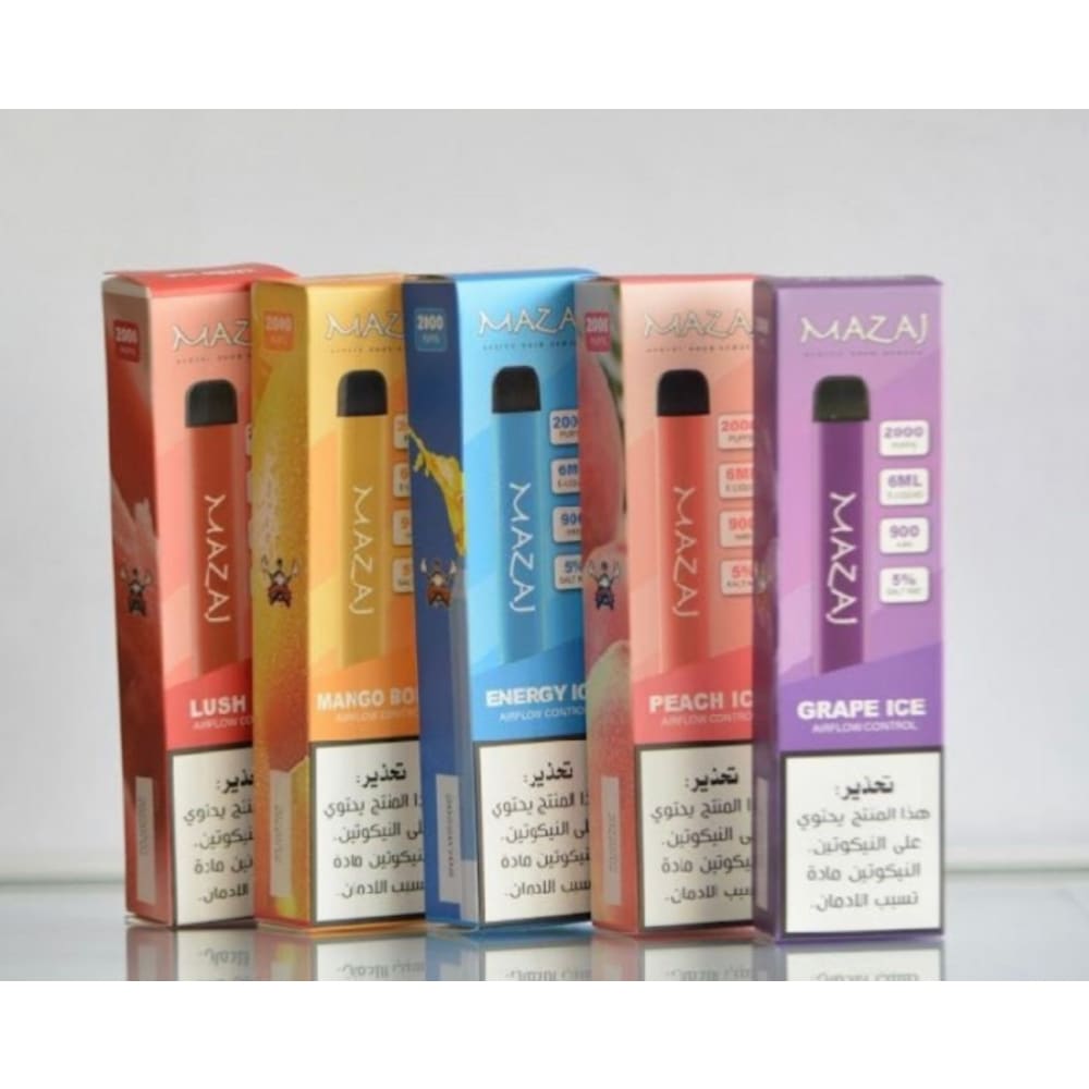 MAZAJ سحبة سيجارة مزاج فلو 2000 شفطة 50 نيكوتين عدة نكهات استخدام مره واحده