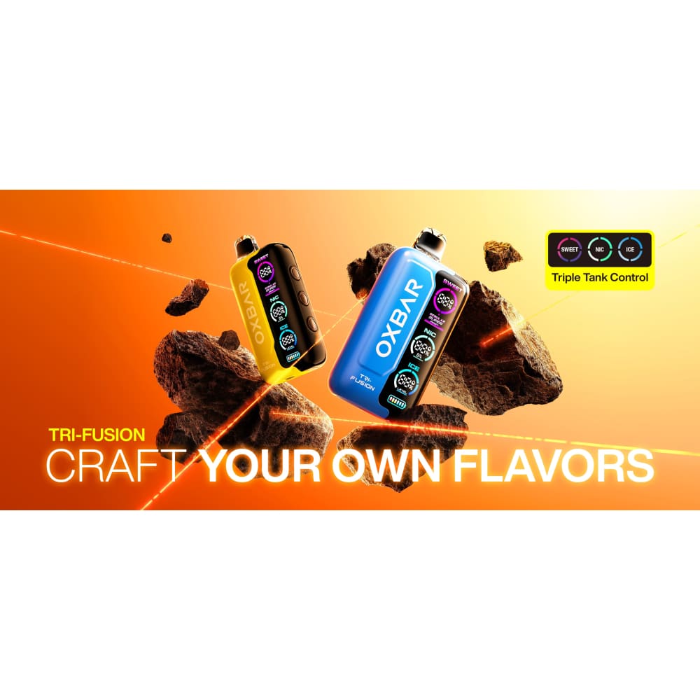 OXBAR TRI-FUSION سحبة سيجارة اوكسبار 40000 شفطة 50 نيكوتين عدة نكهات استخدام مره واحد