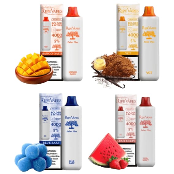 RIPE VAPES PALM PLUS سحبة سيجارة عدة نكهات بالم بلس رايب فيب 4000 شفطة 20 نيكوتين استخدام مره واحده