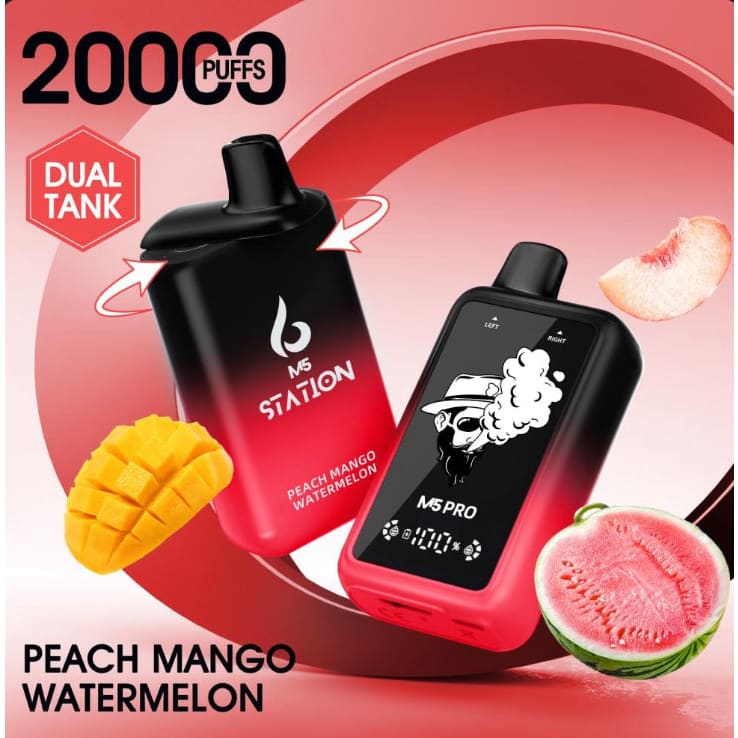 سحبة سيجارة ستيشن برو 20000 شفطة 50 نيكوتين عدة نكهات استخدام مره واحده M5 PRO 20000