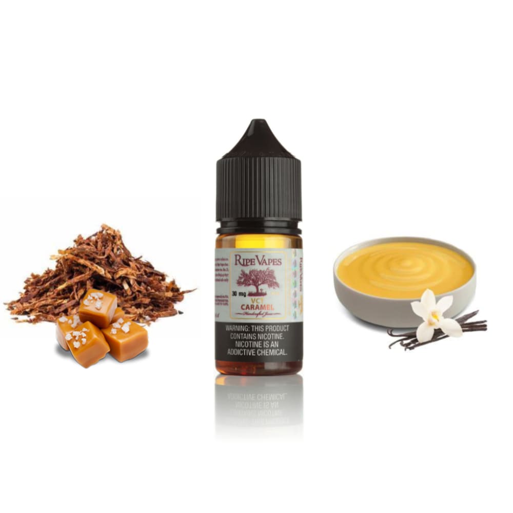VCT RIPE VAPES نكهة كراميل في سي تي سولت نيكوتين من رايب فيبز