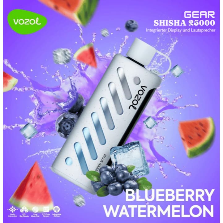 Vozol Gear Shisha جهاز فيب شيشة فوزول 25000 شفطة عدة نكهات 3 نيكوتين استخدام مره واحده