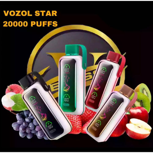 VOZOL سحبة سيجارة فوزول ستار 20000 شفطة عدة نكهات 20 نيكوتين استخدام مره واحده