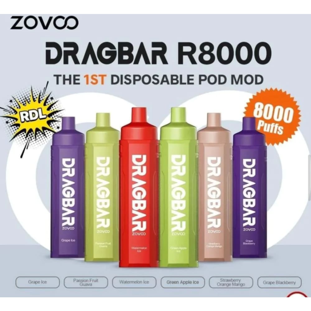 جهاز سحبة سيجارة دراق بار 8000 شفطة 50 نيكوتين عدة نكهات استخدام مره واحده voopoo