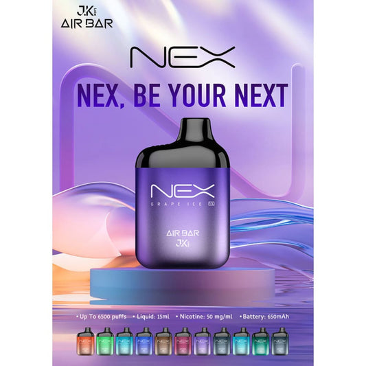AIR BAR NEX سحبة سيجارة اير بار نيكس 6500 شفطة 20 نيكوتين عدة نكهات استخدام مره واحده