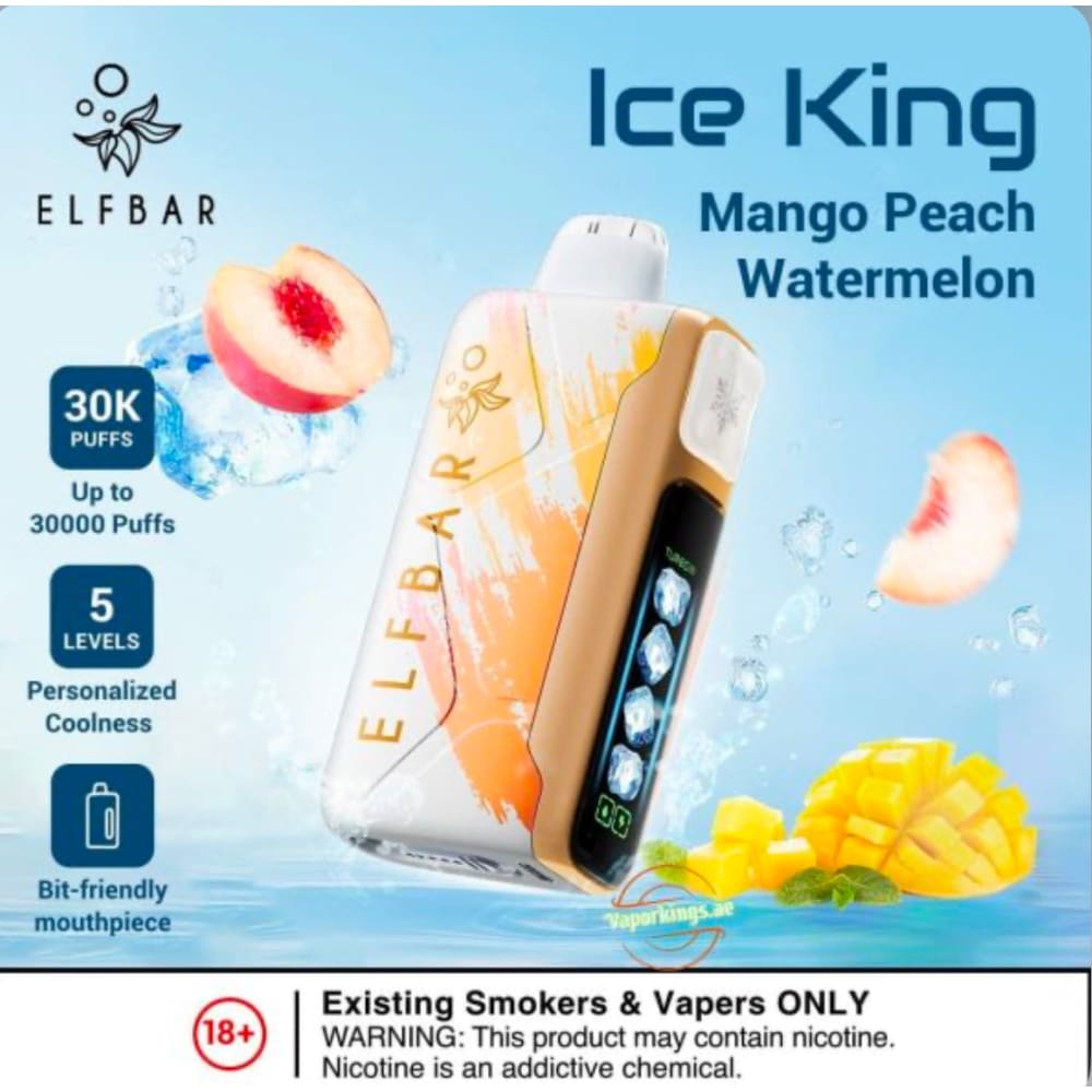 ELFBAR ICE KING سحبة سيجارة الفبار ايس كينق 30000 شفطة 50 نيكوتين عدة نكهات استخدام مره واحده
