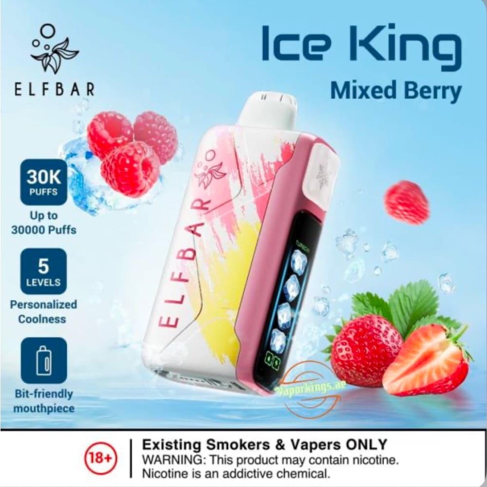 ELFBAR ICE KING سحبة سيجارة الفبار ايس كينق 30000 شفطة 50 نيكوتين عدة نكهات استخدام مره واحده