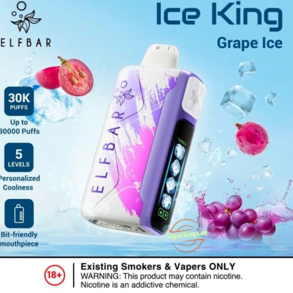 ELFBAR ICE KING سحبة سيجارة الفبار ايس كينق 30000 شفطة 20 نيكوتين عدة نكهات استخدام مره واحده