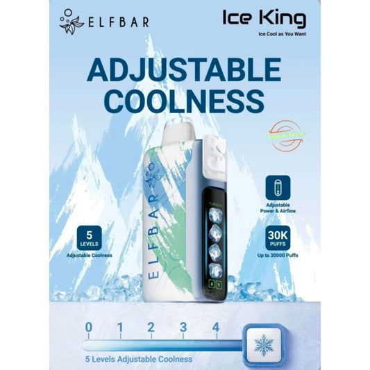 ELFBAR ICE KING سحبة سيجارة الفبار ايس كينق 30000 شفطة 20 نيكوتين عدة نكهات استخدام مره واحده