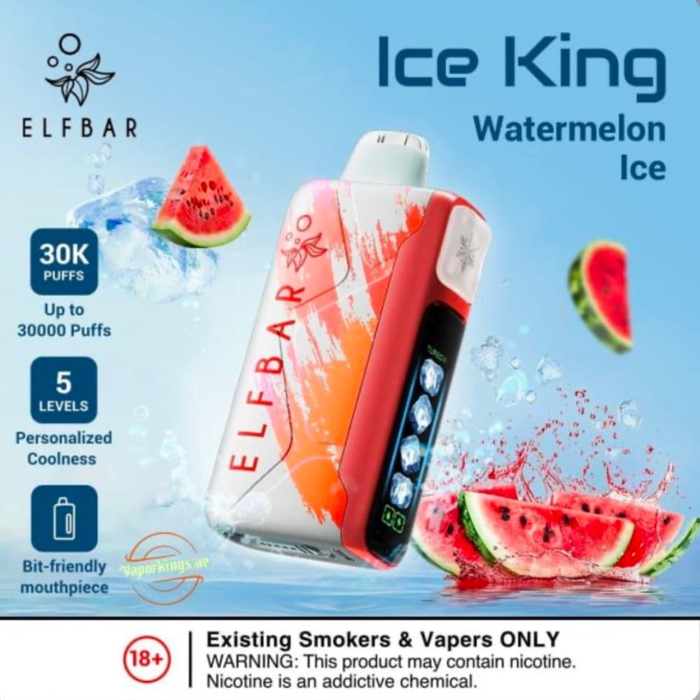 ELFBAR ICE KING سحبة سيجارة الفبار ايس كينق 30000 شفطة 20 نيكوتين عدة نكهات استخدام مره واحده