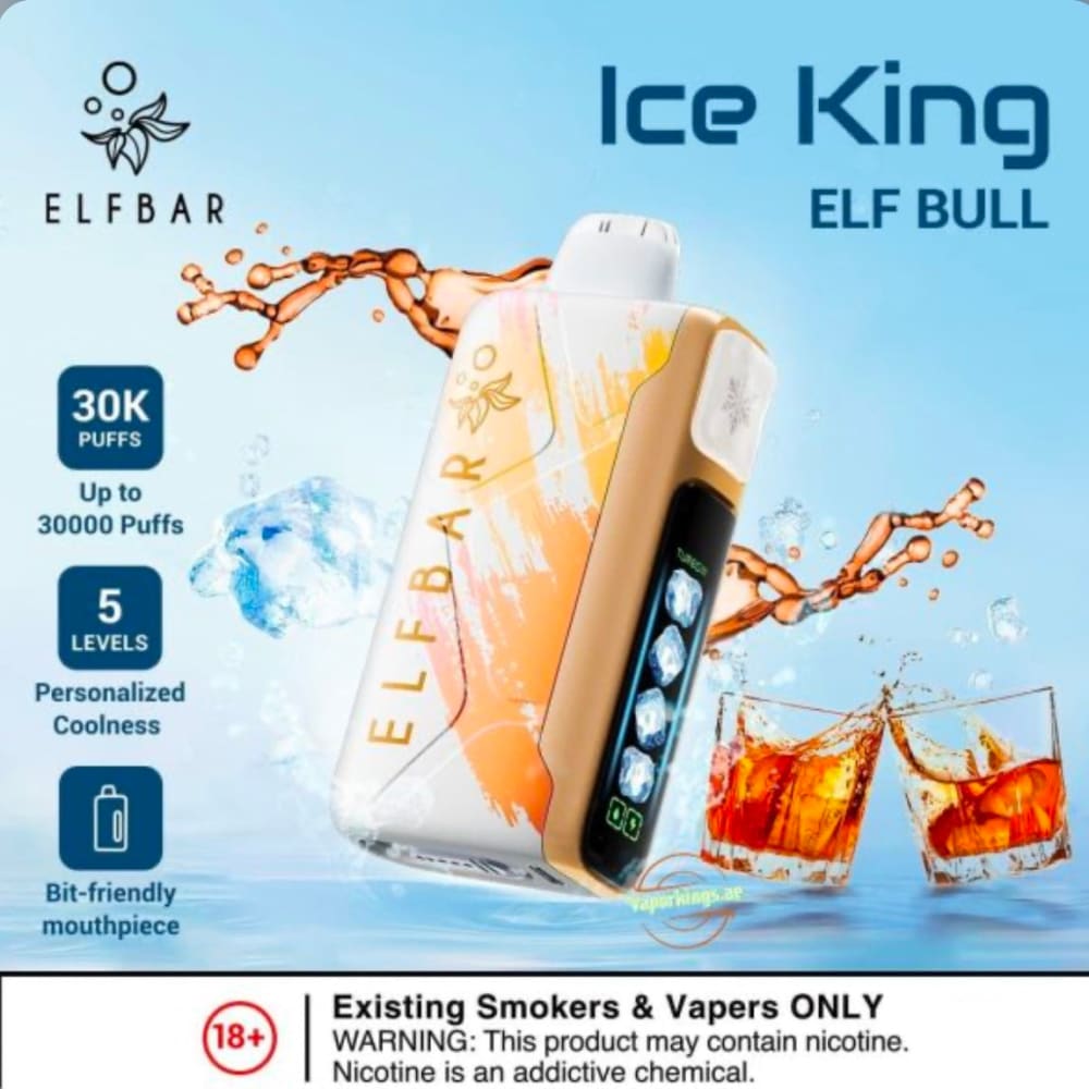 ELFBAR ICE KING سحبة سيجارة الفبار ايس كينق 30000 شفطة 50 نيكوتين عدة نكهات استخدام مره واحده