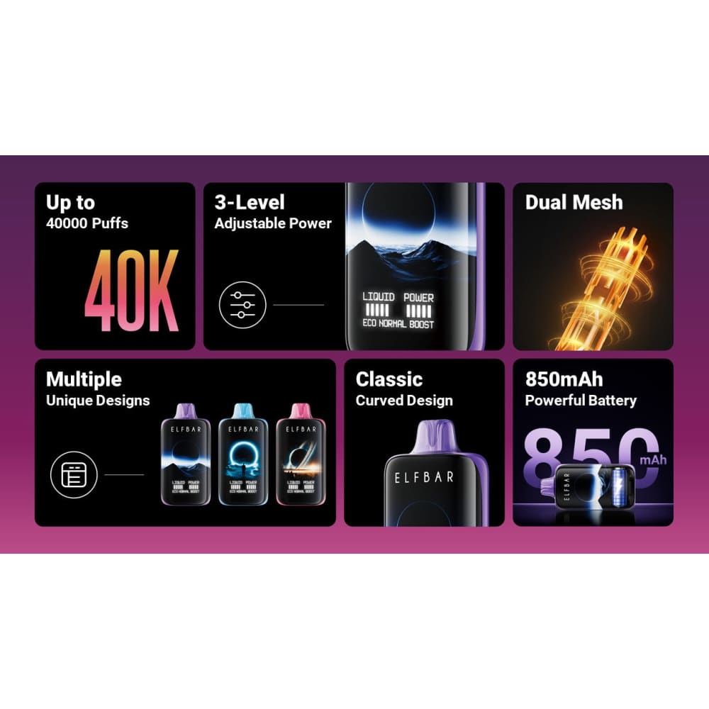 ELFBAR MOONNİGHT سحبة سيجارة الفبار 40000 شفطة 50 نيكوتين