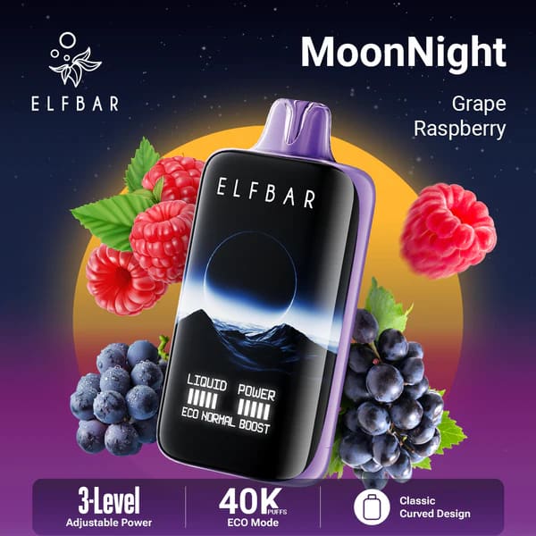 ELFBAR MOONNİGHT سحبة سيجارة الفبار 40000 شفطة 20نيكوتين عدة نكهات استخدام مره واحده
