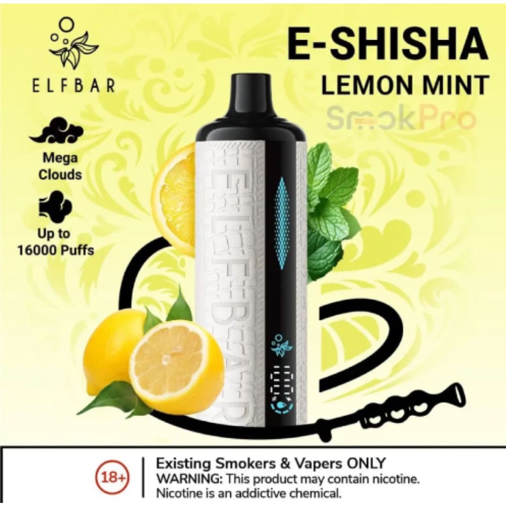 ELFBAR Shisha جهاز فيب شيشة الفبار 16000 شفطة عدة نكهات 6 نيكوتين استخدام مره واحده