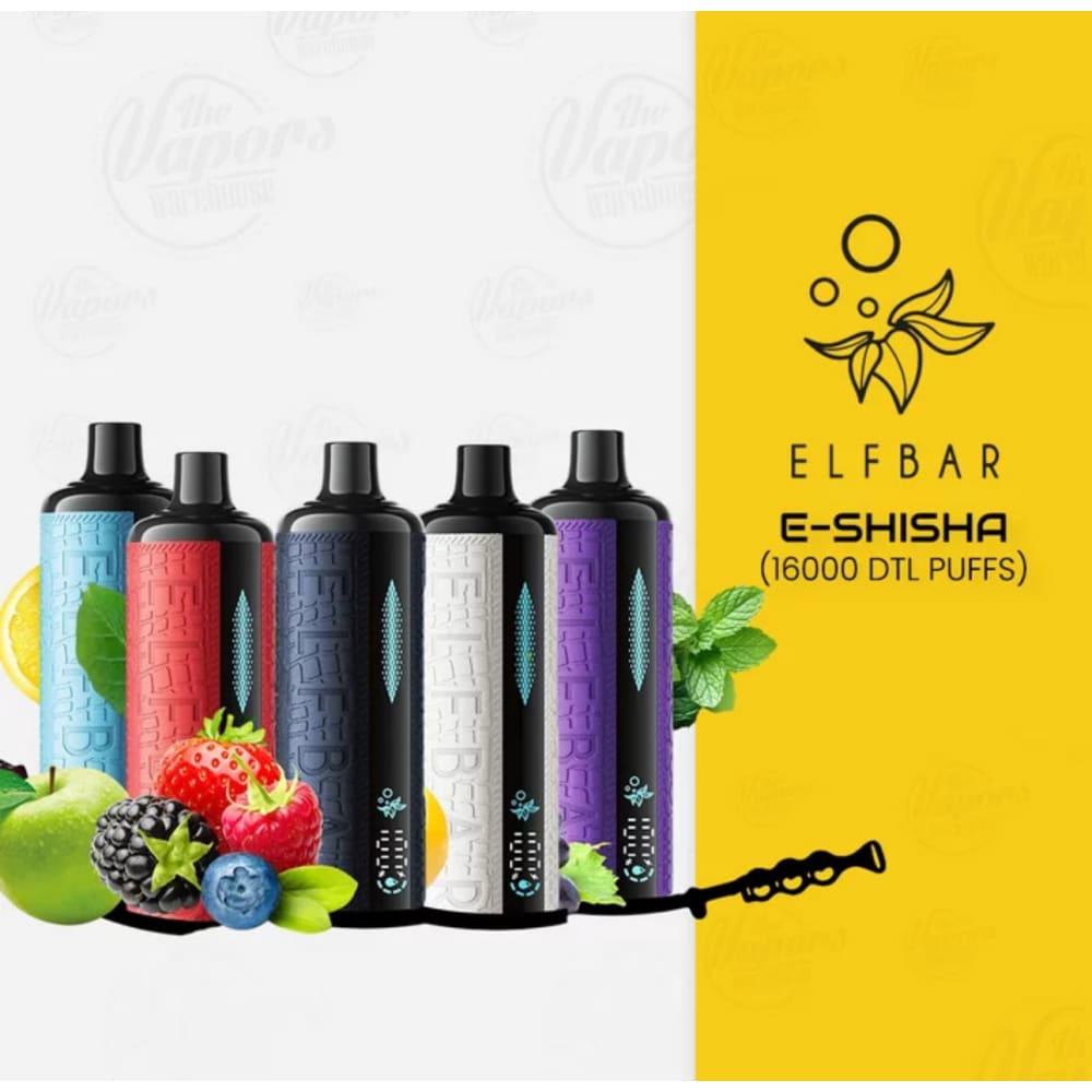ELFBAR Shisha جهاز فيب شيشة الفبار 16000 شفطة عدة نكهات 6 نيكوتين استخدام مره واحده