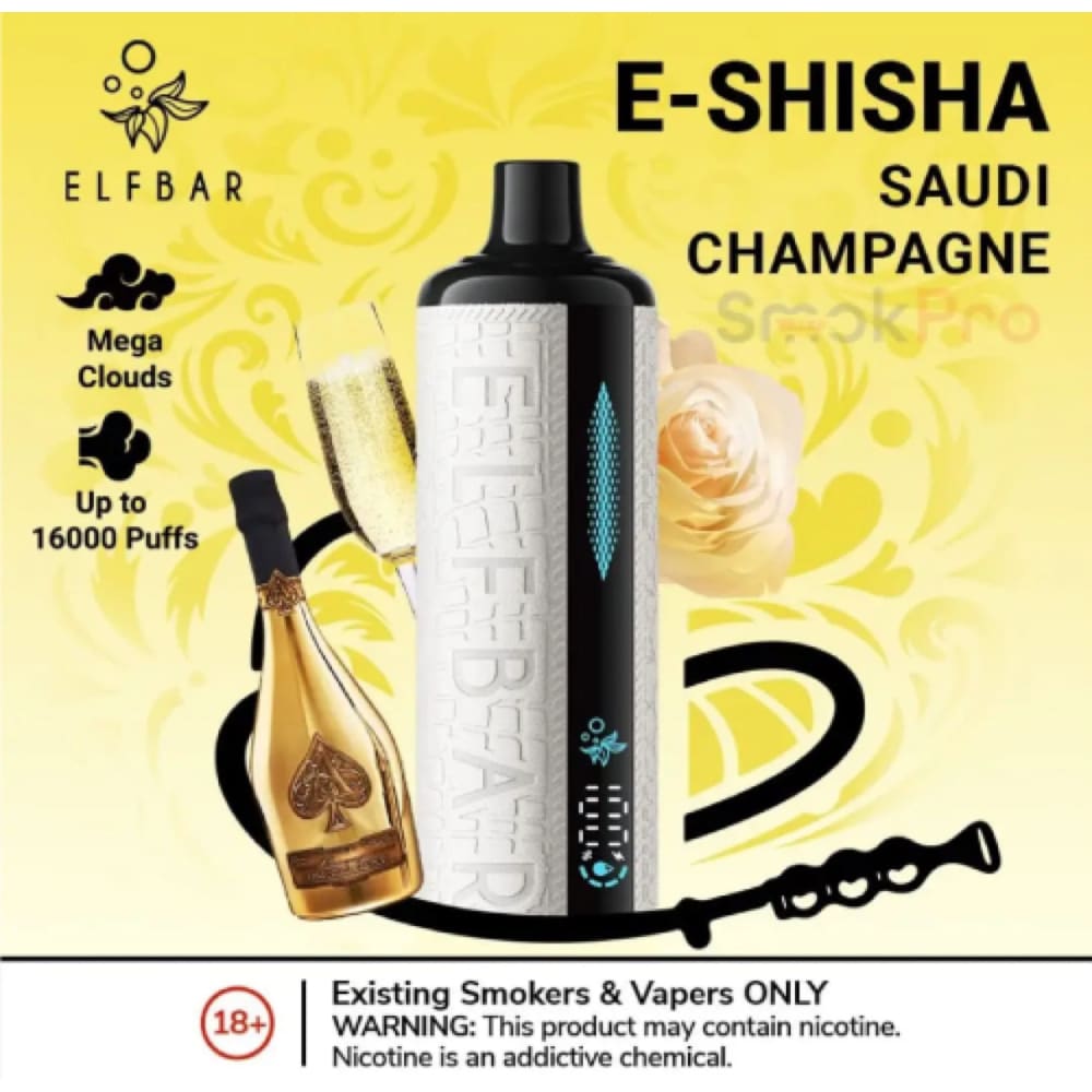 ELFBAR Shisha جهاز فيب شيشة الفبار 16000 شفطة عدة نكهات 6 نيكوتين استخدام مره واحده