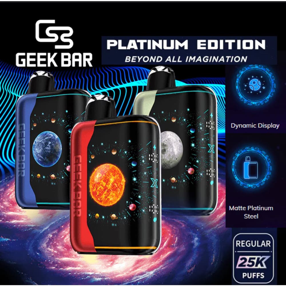 GEEK BAR سحبة سيجارة جيك بار بلس اكس 25000 شفطة عدة نكهات 50 نيكوتين استخدام مره واحده من جيك فيب