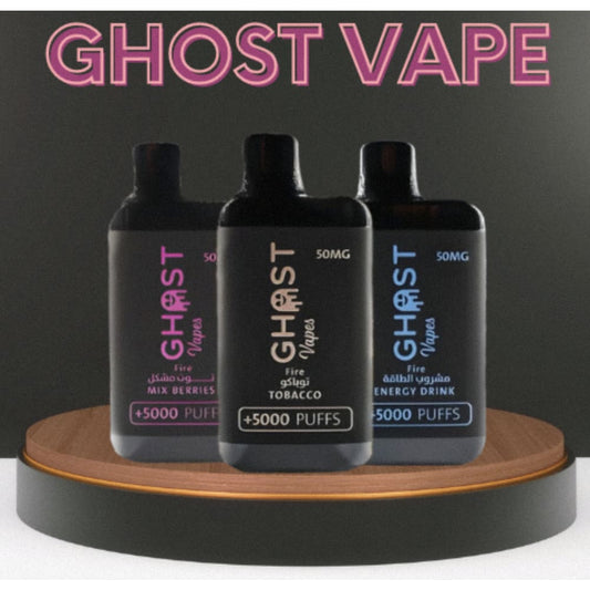 ghost vape سحبة سيجارة قوست فيب 5000 شفطة 20 نيكوتين عدة نكهات استخدام مره واحده