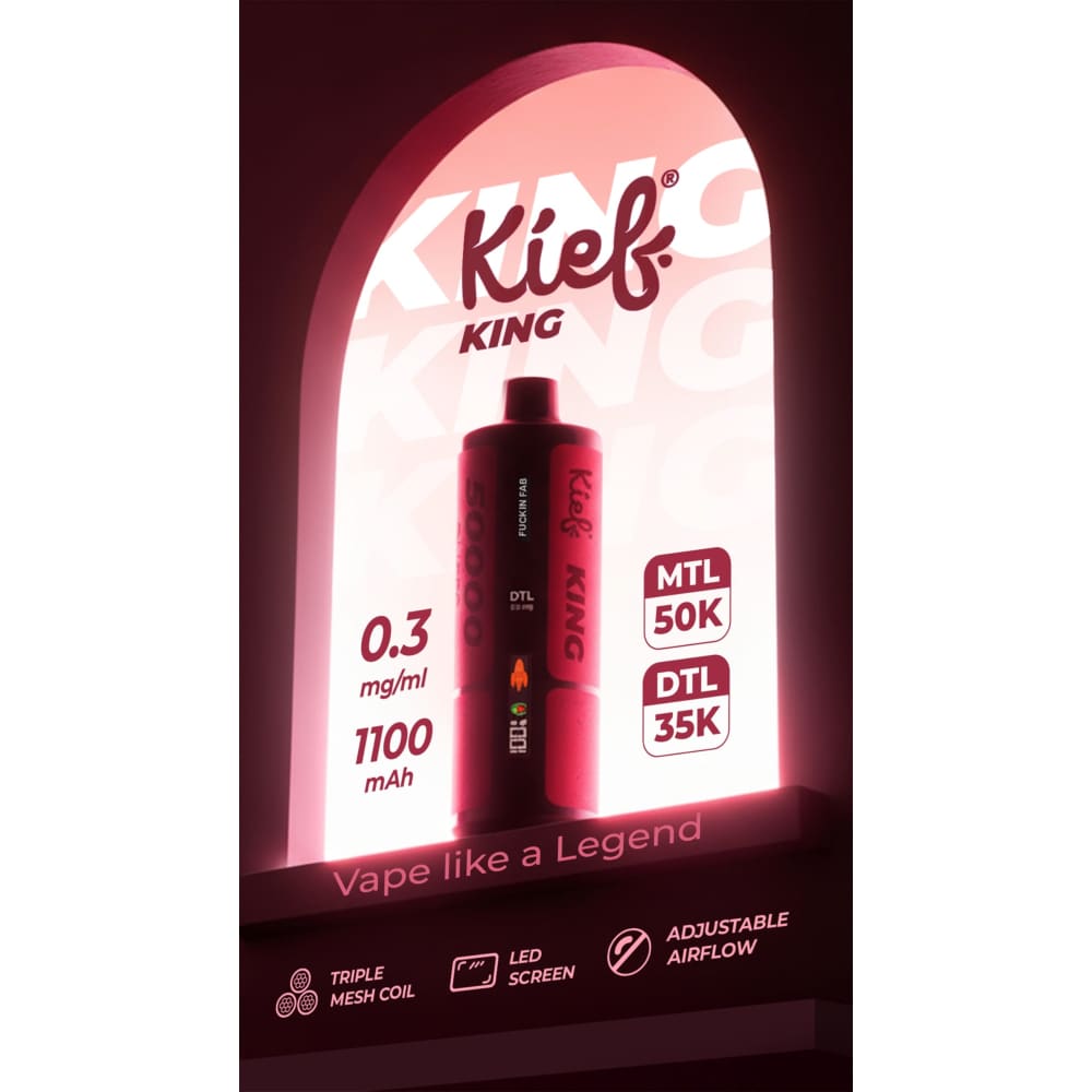 جهاز فيب شيشة كييف كينج 3 نيكوتين 50000 شفطة عدة نكهات استخدام مره واحده KIEF KING