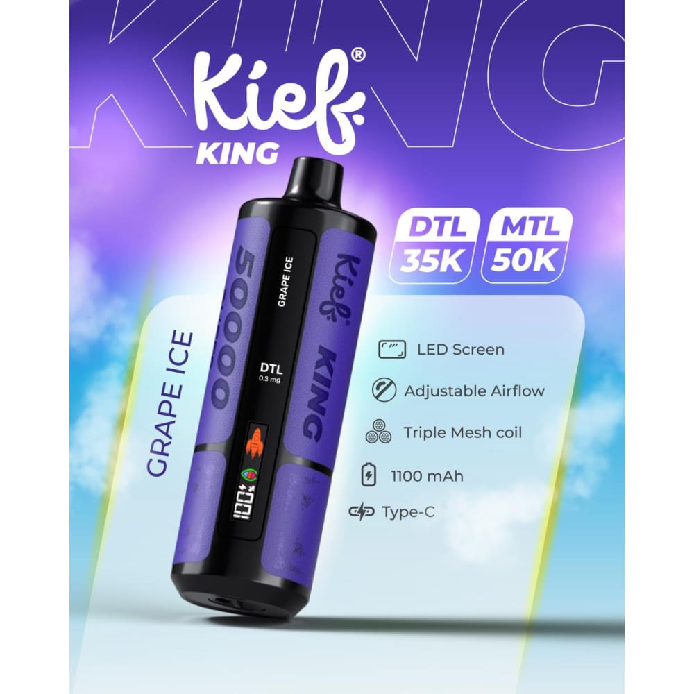 جهاز فيب شيشة كييف كينج 3 نيكوتين 50000 شفطة عدة نكهات استخدام مره واحده KIEF KING