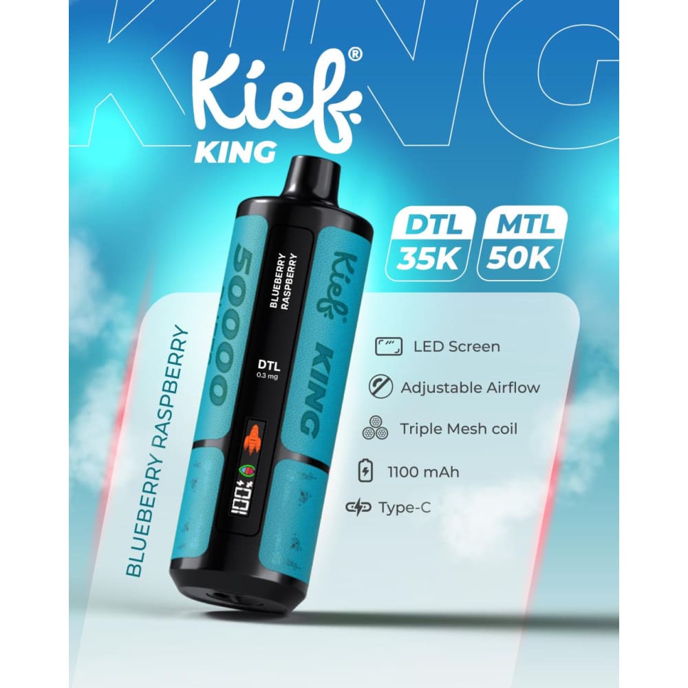 جهاز فيب شيشة كييف كينج 3 نيكوتين 50000 شفطة عدة نكهات استخدام مره واحده KIEF KING