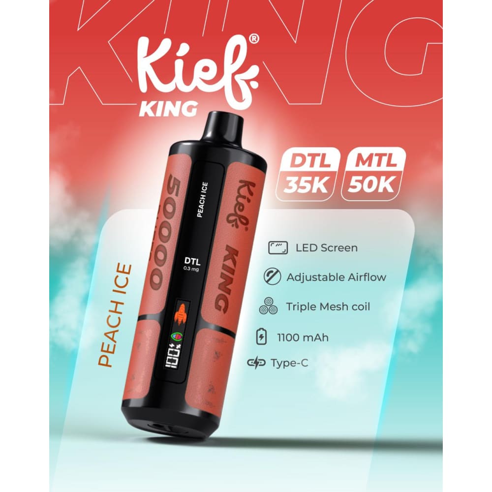جهاز فيب شيشة كييف كينج 3 نيكوتين 50000 شفطة عدة نكهات استخدام مره واحده KIEF KING