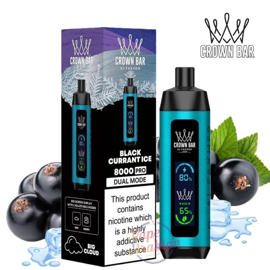 جهاز فيب شيشة كراون بار برو دول مود 8000 شفطة 5 نيكوتين عدة نكهات استخدام مره واحده من الفاخر