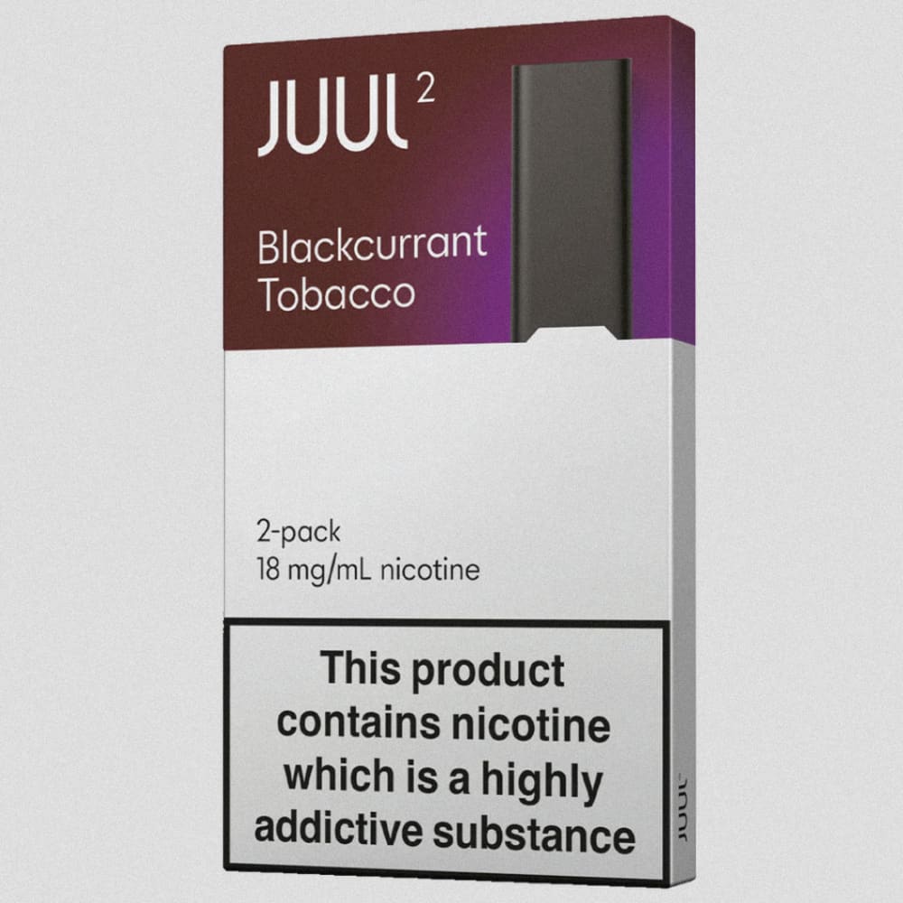 JUUL 2 blackcurrant tobacco بودات سحبة جول الاصدار الثاني نكهة توباكو توت اسود 18 نيكوتين