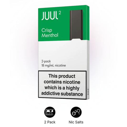 JUUL 2 crisp menthol بودات سحبة جول الاصدار الثاني نكهة كريسب منثول 18 نيكوتين