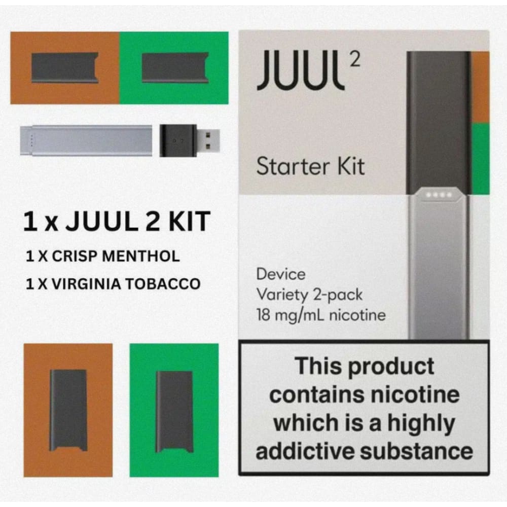 JUUL 2 جهاز سحبة سيجارة جول مع 2 بودات الاصدار الثاني