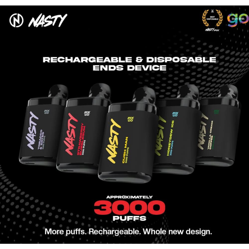 NASTY FIX GO سحبة سيجارة ناستي فيكس جو 3000 شفطة 20 نيكوتين استخدام مره واحده