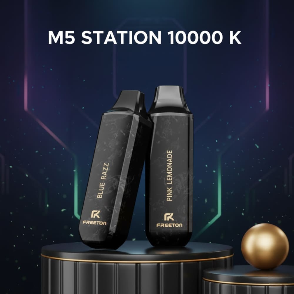 سحبة سيجارة ستيشن 10000 شفطة 20 نيكوتين عدة نكهات استخدام مره واحده M5 STATION