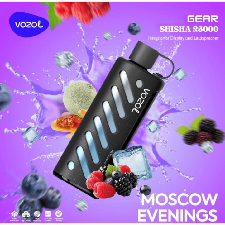 Vozol Gear Shisha جهاز فيب شيشة فوزول 25000 شفطة عدة نكهات 3 نيكوتين استخدام مره واحده