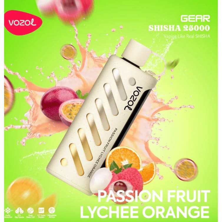 Vozol Gear Shisha جهاز فيب شيشة فوزول 25000 شفطة عدة نكهات 3 نيكوتين استخدام مره واحده