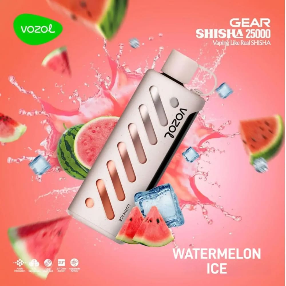 Vozol Gear Shisha جهاز فيب شيشة فوزول 25000 شفطة عدة نكهات 3 نيكوتين استخدام مره واحده