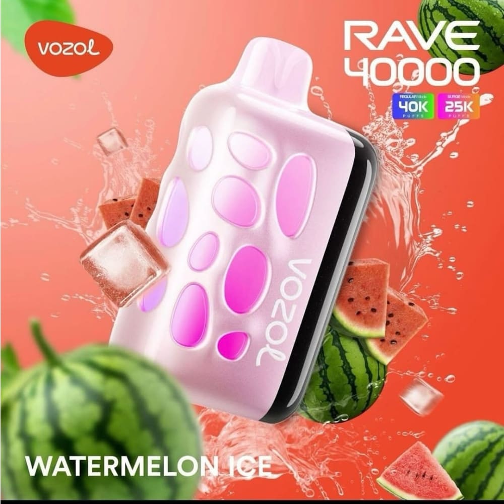 VOZOL RAVE سحبة سيجارة فوزول ريف 40000 شفطة عدة نكهات 50 نيكوتين استخدام مره واحده