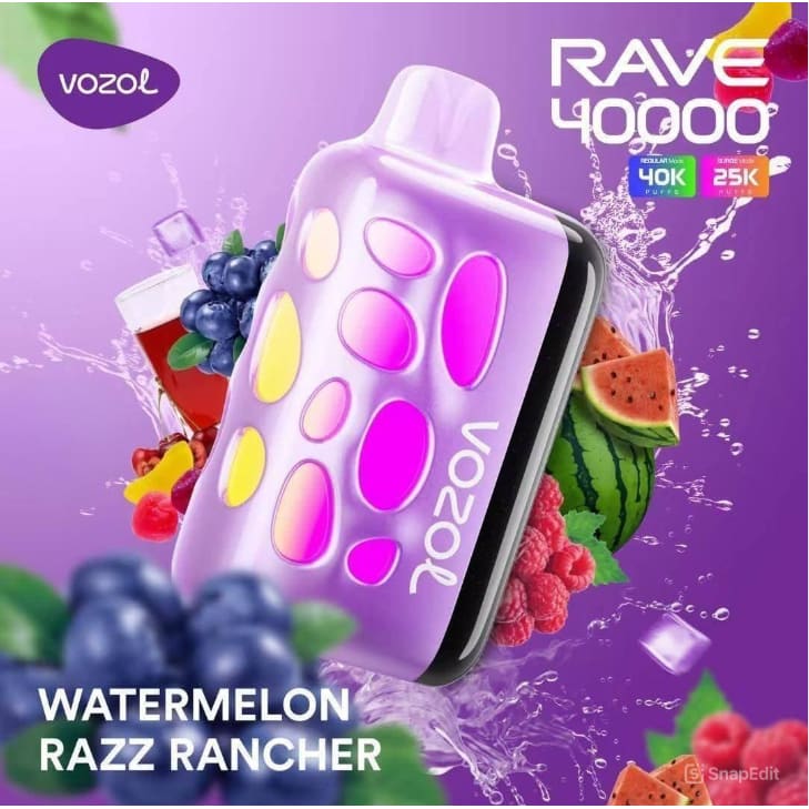 VOZOL RAVE سحبة سيجارة فوزول ريف 40000 شفطة عدة نكهات 50 نيكوتين استخدام مره واحده