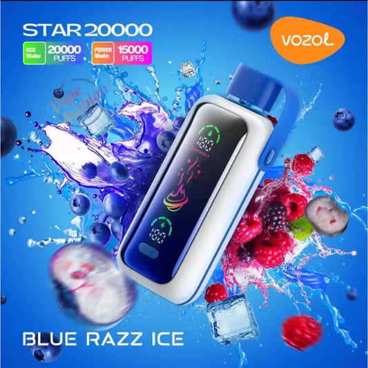 VOZOL سحبة سيجارة فوزول ستار 20000 شفطة عدة نكهات 20 نيكوتين استخدام مره واحده