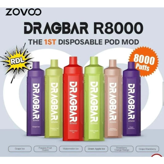 جهاز سحبة سيجارة دراق بار 8000 شفطة 50 نيكوتين عدة نكهات استخدام مره واحده voopoo